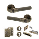 Senza Pari Andretta Door Handle Pack (Euro Lock Set - 3" CE Sashlock, 4" Slim Knuckle Hinges x2) - Antique Brass