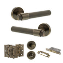 Senza Pari Andretta Door Handle Pack (Bathroom Set - 3" CE Bathroom Lock, 3" Premium Hinges x3) - Antique Brass