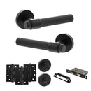 Senza Pari Andretta Door Handle Pack (Bathroom Set - 3" CE Bathroom Lock, 4" Fire Rated Hinges x3) - Matt Black