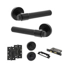 Senza Pari Andretta Door Handle Pack (Bathroom Set - 2.5" CE Bathroom Lock, 4" Slim Knuckle Hinges x2) - Matt Black