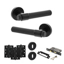 Senza Pari Andretta Door Handle Pack (3 Lever Lock Set - 3" CE Sashlock, 4" Fire Rated Hinges x3) - Matt Black