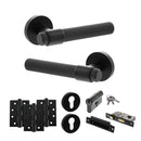Senza Pari Andretta Door Handle Pack (Euro Lock Set - 2.5" CE Sashlock, 4" Fire Rated Hinges x3) - Matt Black