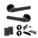 Senza Pari Andretta Door Handle Pack (Euro Lock Set - 2.5" CE Sashlock, 4" Slim Knuckle Hinges x2) - Matt Black