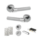 Senza Pari Andretta Door Handle Pack (Bathroom Set - 3" CE Bathroom Lock, 4" Slim Knuckle Hinges x2) - Polished Chrome