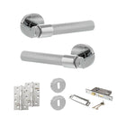 Senza Pari Andretta Door Handle Pack (3 Lever Lock Set - 2.5" CE Sashlock, 4" Slim Knuckle Hinges x2) - Polished Chrome