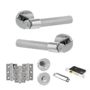 Senza Pari Andretta Door Handle Pack (Bathroom Set - 2.5" CE Bathroom Lock, 3" Premium Hinges x3) - Polished Chrome