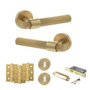 Senza Pari Andretta Door Handle Pack (3 Lever Lock Set - 3" CE Sashlock, 3" Premium Hinges x3) - Satin Brass