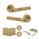 Senza Pari Andretta Door Handle Pack (3 Lever Lock Set - 3" CE Sashlock, 4" Fire Rated Hinges x3) - Satin Brass