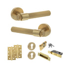 Senza Pari Andretta Door Handle Pack (Euro Lock Set - 3" CE Sashlock, 4" Slim Knuckle Hinges x2) - Satin Brass