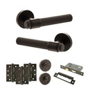 Senza Pari Andretta Door Handle Pack (Bathroom Set - 2.5" CE Bathroom Lock, 4" Fire Rated Hinges x3) - Urban Dark Bronze