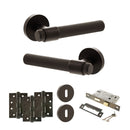 Senza Pari Andretta Door Handle Pack (3 Lever Lock Set - 3" CE Sashlock, 4" Fire Rated Hinges x3) - Urban Dark Bronze