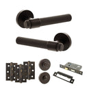 Senza Pari Andretta Door Handle Pack (Bathroom Set - 2.5" CE Bathroom Lock, 3" Premium Hinges x3) - Urban Dark Bronze