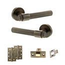 Senza Pari Fasana Door Handle Pack (Latch Set - 2.5" CE Latch, 4" Slim Knuckle Hinges x2) - Antique Brass