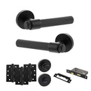 Senza Pari Fasana Door Handle Pack (Bathroom Set - 3" CE Bathroom Lock, 4" Fire Rated Hinges x3) - Matt Black