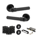 Senza Pari Fasana Door Handle Pack (3 Lever Lock Set - 2.5" CE Sashlock, 4" Fire Rated Hinges x3) - Matt Black