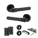 Senza Pari Fasana Door Handle Pack (3 Lever Lock Set - 2.5" CE Sashlock, 4" Slim Knuckle Hinges x2) - Matt Black