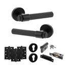 Senza Pari Fasana Door Handle Pack (Euro Lock Set - 3" CE Sashlock, 4" Fire Rated Hinges x3) - Matt Black