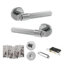 Senza Pari Fasana Door Handle Pack (Bathroom Set - 3" CE Bathroom Lock, 4" Fire Rated Hinges x3) - Polished Chrome
