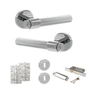 Senza Pari Fasana Door Handle Pack (3 Lever Lock Set - 3" CE Sashlock, 4" Slim Knuckle Hinges x2) - Polished Chrome