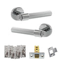 Senza Pari Fasana Door Handle Pack (Latch Set - 3" CE Latch, 4" Fire Rated Hinges x3) - Polished Chrome