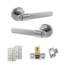Senza Pari Fasana Door Handle Pack (Latch Set - 3" CE Latch, 4" Slim Knuckle Hinges x2) - Polished Chrome
