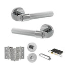 Senza Pari Fasana Door Handle Pack (Bathroom Set - 3" CE Bathroom Lock, 3" Premium Hinges x3) - Polished Chrome