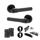 Senza Pari Fasana Door Handle Pack (Euro Lock Set - 3" CE Sashlock, 4" Slim Knuckle Hinges x2) - Matt Black