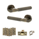Senza Pari Rosarno Door Handle Pack (Latch Set - 3" CE Latch, 4" Fire Rated Hinges x3) - Antique Brass