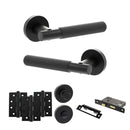 Senza Pari Rosarno Door Handle Pack (Bathroom Set - 2.5" CE Bathroom Lock, 4" Fire Rated Hinges x3) - Matt Black