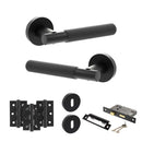 Senza Pari Rosarno Door Handle Pack (3 Lever Lock Set - 3" CE Sashlock, 3" Premium Hinges x3) - Matt Black