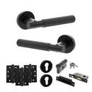 Senza Pari Rosarno Door Handle Pack (Euro Lock Set - 3" CE Sashlock, 4" Fire Rated Hinges x3) - Matt Black