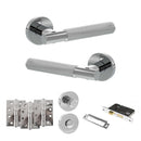 Senza Pari Rosarno Door Handle Pack (Bathroom Set - 2.5" CE Bathroom Lock, 4" Fire Rated Hinges x3) - Polished Chrome