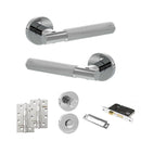 Senza Pari Rosarno Door Handle Pack (Bathroom Set - 3" CE Bathroom Lock, 4" Slim Knuckle Hinges x2) - Polished Chrome