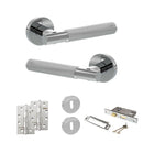 Senza Pari Rosarno Door Handle Pack (3 Lever Lock Set - 3" CE Sashlock, 4" Slim Knuckle Hinges x2) - Polished Chrome