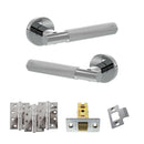 Senza Pari Rosarno Door Handle Pack (Latch Set - 2.5" CE Latch, 4" Fire Rated Hinges x3) - Polished Chrome