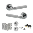 Senza Pari Rosarno Door Handle Pack (Bathroom Set - 2.5" CE Bathroom Lock, 3" Premium Hinges x3) - Polished Chrome