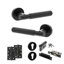 Senza Pari Rosarno Door Handle Pack (Euro Lock Set - 3" CE Sashlock, 4" Slim Knuckle Hinges x2) - Matt Black