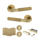 Senza Pari Rosarno Door Handle Pack (3 Lever Lock Set - 2.5" CE Sashlock, 4" Fire Rated Hinges x3) - Satin Brass