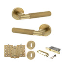 Senza Pari Rosarno Door Handle Pack (3 Lever Lock Set - 3" CE Sashlock, 4" Fire Rated Hinges x3) - Satin Brass