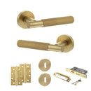 Senza Pari Rosarno Door Handle Pack (3 Lever Lock Set - 3" CE Sashlock, 4" Slim Knuckle Hinges x2) - Satin Brass