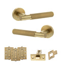 Senza Pari Rosarno Door Handle Pack (Latch Set - 3" CE Latch, 4" Fire Rated Hinges x3) - Satin Brass