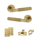 Senza Pari Rosarno Door Handle Pack (Latch Set - 3" CE Latch, 4" Slim Knuckle Hinges x2) - Satin Brass