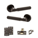 Senza Pari Rosarno Door Handle Pack (Latch Set - 3" CE Latch, 4" Slim Knuckle Hinges x2) - Urban Dark Bronze