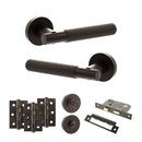 Senza Pari Rosarno Door Handle Pack (Bathroom Set - 3" CE Bathroom Lock, 3" Premium Hinges x3) - Urban Dark Bronze