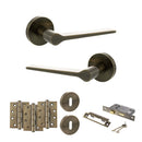 Senza Pari Laviano Door Handle Pack (3 Lever Lock Set - 3" CE Sashlock, 4" Fire Rated Hinges x3) - Antique Brass