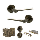 Senza Pari Laviano Door Handle Pack (Bathroom Set - 2.5" CE Bathroom Lock, 3" Premium Hinges x3) - Antique Brass