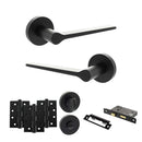 Senza Pari Laviano Door Handle Pack (Bathroom Set - 3" CE Bathroom Lock, 4" Fire Rated Hinges x3) - Matt Black
