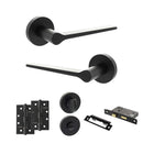 Senza Pari Laviano Door Handle Pack (Bathroom Set - 2.5" CE Bathroom Lock, 4" Slim Knuckle Hinges x2) - Matt Black
