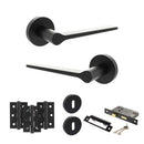 Senza Pari Laviano Door Handle Pack (3 Lever Lock Set - 3" CE Sashlock, 3" Premium Hinges x3) - Matt Black