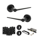 Senza Pari Laviano Door Handle Pack (3 Lever Lock Set - 3" CE Sashlock, 4" Fire Rated Hinges x3) - Matt Black